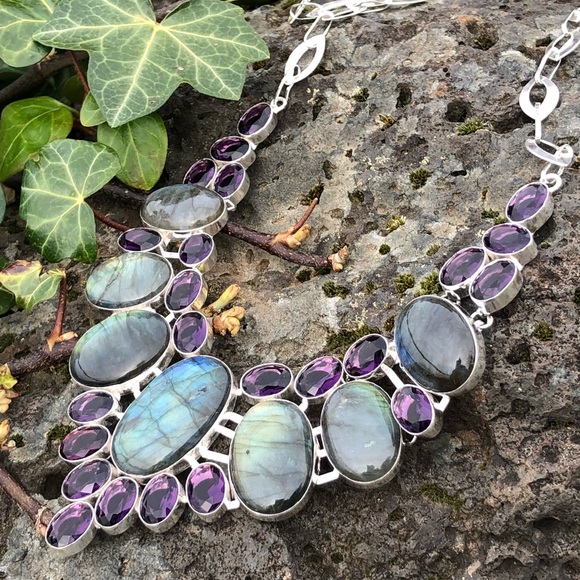 SOLD Labradorite & Amethyst Necklace - Picture 6 of 8